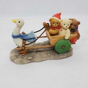 New Cherished Teddies Carter And Friends NIB 2000 Limited Winter Duck Sled Bear